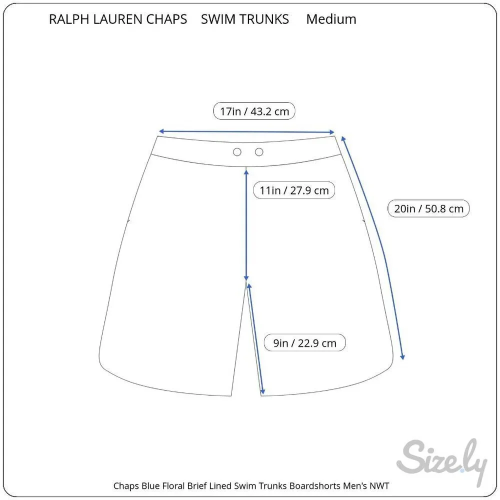 Ralph Lauren Chaps Mens Blue Floral Lined Swim Trunks Boardshorts NEW Medium